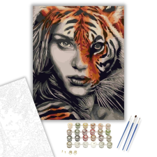 Számfestő.hu Tigris lány - számfestő készlet – 40×50 cm (Keretre feszítve) kreatív és készségfejlesztő