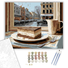 Számfestő.hu Tiramisu Kávéházi Ablaknál - számfestő készlet – 40×50 cm (Keretre feszítve) kreatív és készségfejlesztő
