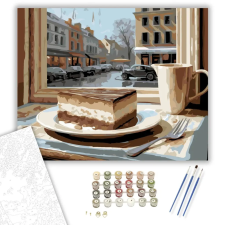 Számfestő.hu Tiramisu Kávéházi Ablaknál - számfestő készlet – 50×60 cm (Keretre feszítve) kreatív és készségfejlesztő