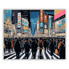 Számfestő.hu Tokió Shibuya Kereszteződés Éjszaka - számfestő készlet kreatív és készségfejlesztő