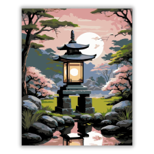 Számfestő.hu Tradicionális Kőlámpás Japán Kertben - számfestő készlet kreatív és készségfejlesztő
