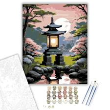 Számfestő.hu Tradicionális Kőlámpás Japán Kertben - számfestő készlet – 80×100 cm (Keretre feszítve) kreatív és készségfejlesztő