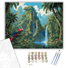 Számfestő.hu Trópusi Esőerdő Színpompás Papagájokkal - számfestő készlet – 60×70 cm (Keretre feszítve) kreatív és készségfejlesztő