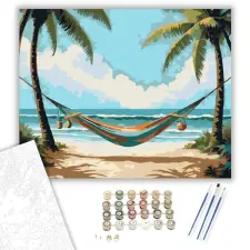 Számfestő.hu Trópusi Függőágy - számfestő készlet – 50×60 cm (Keret nélkül) kreatív és készségfejlesztő