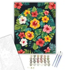 Számfestő.hu Trópusi Hibiszkusz Mandala - számfestő készlet – 50×60 cm (Keret nélkül) kreatív és készségfejlesztő