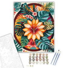 Számfestő.hu Trópusi Mandala Palmalevelekkel - számfestő készlet – 80×100 cm (Keretre feszítve) kreatív és készségfejlesztő