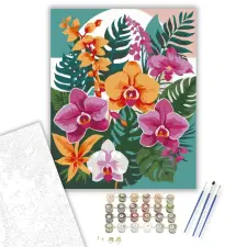 Számfestő.hu Trópusi Orchidea Mandala - számfestő készlet – 60×70 cm (Keretre feszítve) kreatív és készségfejlesztő