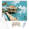 Számfestő.hu Trópusi Víz feletti Bungaló és Lagúna - számfestő készlet – 40×50 cm (Keretre feszítve)