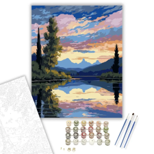 Számfestő.hu Tükröződő Hegyek Harmóniája - számfestő készlet – 60×70 cm (Keret nélkül) kreatív és készségfejlesztő