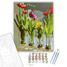 Számfestő.hu Tulipánok pohárban - számfestő készlet – 40×50 cm (Keretre feszítve) kreatív és készségfejlesztő
