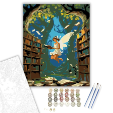 Számfestő.hu Tündér az Ősi Könyvtárban - számfestő készlet – 40×50 cm (Keretre feszítve) kreatív és készségfejlesztő