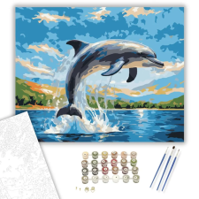Számfestő.hu Ugró Delfin a Napfényben - számfestő készlet – 80×100 cm (Keret nélkül) kreatív és készségfejlesztő