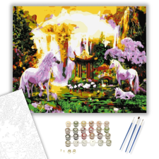 Számfestő.hu Unikornis Család 2 - számfestő készlet – 40×50 cm (Keretre feszítve) kreatív és készségfejlesztő