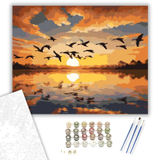 Számfestő.hu Vándorló Lúdraj Naplementében - számfestő készlet – 40×50 cm (Keretre feszítve) kreatív és készségfejlesztő