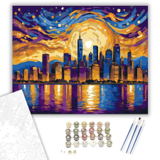 Számfestő.hu Városi Fények Harmóniája - számfestő készlet – 40×50 cm (Keretre feszítve) kreatív és készségfejlesztő