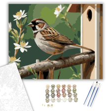 Számfestő.hu Veréb a Madárodúnál - számfestő készlet – 40×50 cm (Keretre feszítve) kreatív és készségfejlesztő