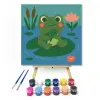 Számfestő.hu Vidám Béka a Tóparton - gyerek számfestő készlet – 20×20 cm (Keretre feszítve)