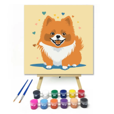 Számfestő.hu Vidám pomerániai - gyerek számfestő készlet – 50×50 cm (Keretre feszítve) kreatív és készségfejlesztő