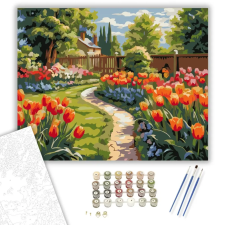 Számfestő.hu Vidékies Tulipánkert Pillangókkal - számfestő készlet – 60×70 cm (Keret nélkül) kreatív és készségfejlesztő