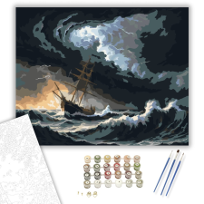 Számfestő.hu Viharos Tenger és Halászhajó - számfestő készlet – 40×50 cm (Keretre feszítve) kreatív és készségfejlesztő