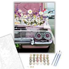 Számfestő.hu Virágos autó - számfestő készlet – 40×50 cm (Keretre feszítve) kreatív és készségfejlesztő