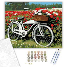 Számfestő.hu Virágos Kerékpármező - számfestő készlet – 40×50 cm (Keretre feszítve) kreatív és készségfejlesztő