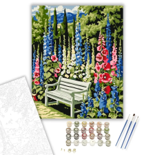 Számfestő.hu Virágos Kert Nyugalma - számfestő készlet – 80×100 cm (Keretre feszítve) kreatív és készségfejlesztő