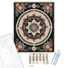 Számfestő.hu Virágos Mandala Bonyolult Mintázattal - számfestő készlet – 50×60 cm (Keretre feszítve) kreatív és készségfejlesztő