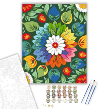 Számfestő.hu Virágos Mandala Élénk Színekkel - számfestő készlet – 40×50 cm (Keretre feszítve) kreatív és készségfejlesztő