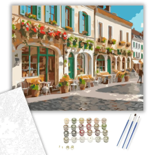 Számfestő.hu Virágos Tavaszi Városi Tér - számfestő készlet – 50×60 cm (Keretre feszítve) kreatív és készségfejlesztő