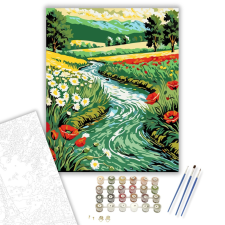 Számfestő.hu Virágzó Patak Varázsa - számfestő készlet – 40×50 cm (Keretre feszítve) kreatív és készségfejlesztő