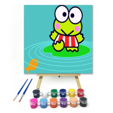 Számfestő.hu Zöld Béka - gyerek számfestő készlet – 40×40 cm (Keretre feszítve) kreatív és készségfejlesztő