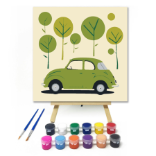 Számfestő.hu Zöld erdőben - gyerek számfestő készlet – 20×20 cm (Keretre feszítve) kreatív és készségfejlesztő