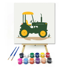 Számfestő.hu Zöld traktor - gyerek számfestő készlet – 50×50 cm (Keretre feszítve) kreatív és készségfejlesztő