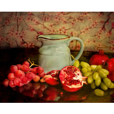 Számfestő Kancsó és gyümölcsök - vászonkép grafika, keretezett kép