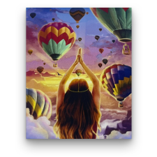 Számfestő Kilátás a hőlégballonokra - előszínezett számfestő készlet (30x40cm) kreatív és készségfejlesztő