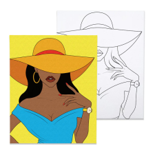Számfestő Sárga kalapos hölgy - előrerajzolt élményfestő készlet (20x30cm) kreatív és készségfejlesztő