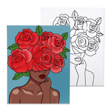 Számfestő Virágos nő - előrerajzolt élményfestő készlet (20x30cm) kreatív és készségfejlesztő