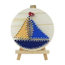 Számfestő Vitorlás hajó - fonalgrafika készlet (String Art Kit, 11x11cm) kreatív és készségfejlesztő