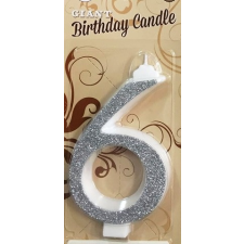 Számgyertya óriás - "6" Ezüst gyertya