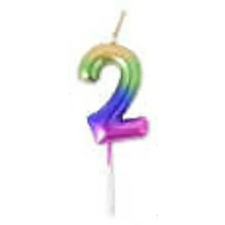  SZÁMGYERTYA "2" 9CM HOLOGRAFIKUS party kellék