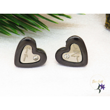  Szami-black  szívalakú kerámia fülbevaló-ródium fülbevaló