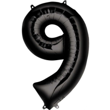 Számok Black óriás szám fólia lufi 9-es, 86*55 cm party kellék