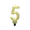 Számok Diamond Gold Metallic, Arany számgyertya, tortagyertya 5-ös