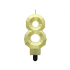 Számok Diamond Gold Metallic, Arany számgyertya, tortagyertya 8-as