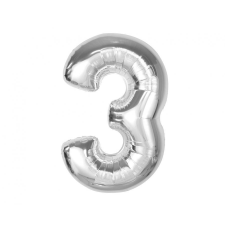 Számok Ezüst 3-as Silver szám fólia lufi 92 cm party kellék