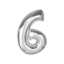 Számok Ezüst 6-os Silver szám fólia lufi 92 cm party kellék