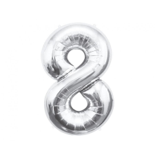 Számok Ezüst Silver 8-as szám fólia lufi 85 cm party kellék