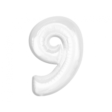 Számok Fehér B&C White 9-es szám fólia lufi 92 cm party kellék