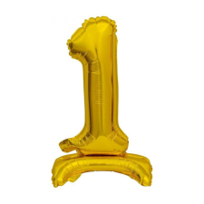 Számok Gold, Arany mini 1-es szám fólia lufi talppal 38 cm party kellék